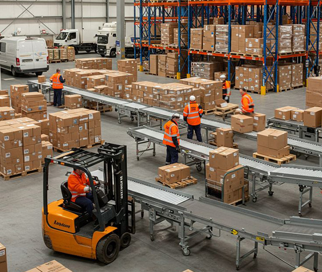 Intelligent warehouse analytics dashboard with metrics